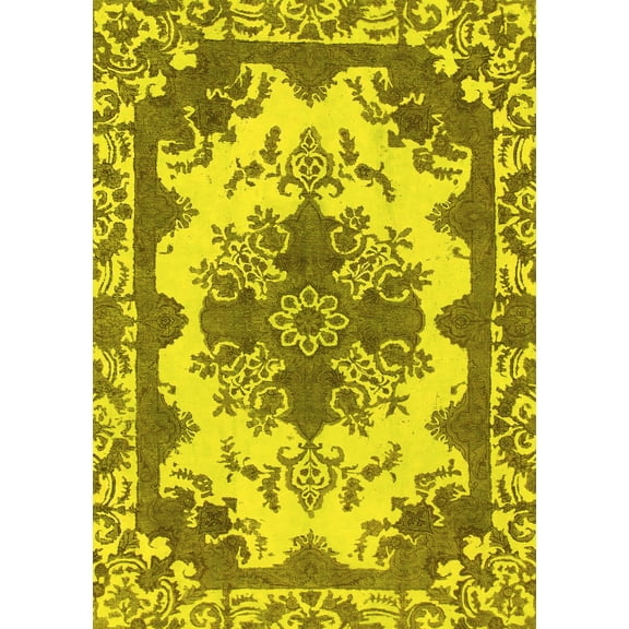 Ahgly Company Indoor Rectangle Persian Yellow Bohemian Area Rugs, 5' x 7'