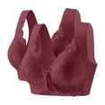 thumbnail image 2 of SYMOID Plus Size 2XL Women's Wireless Lace Bras 2 Pack, Wine Color, Comfortable Everyday Bra with Wide Straps for All-Day Wear, 2 of 4