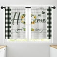 thumbnail image 4 of Green White Buffalo Plaid Check Kitchen Curtains, Farmhouse Sunflower Short Window Curtains Set of 2, Window Treatment Tier Curtains for Kitchen Over Sink Bathroom Decor (26x36 Inch), 4 of 5