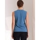 thumbnail image 3 of Blusa de oficina de trabajo con cuello en V liso plisado sin mangas para mujer Gris azulado XS, 3 of 5