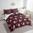 thumbnail image 4 of Manfei Black Pink Axolotl Bedding Comforter Set 7pcs for Teen, Kawaii Cartoon Strawberry King Bedding Sets, Love Heart Reversible Bed Sheets, Super Cozy Room Decor, 4 of 8