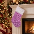 thumbnail image 5 of MKOSPLRT Pink Large Christmas Stockings,17.2 Inch Sequin Personalized Xmas Stockings, Soft Plush Hanging Ornament for Fireplace Window Door Farmhouse Family Christmas Decorations, 5 of 8