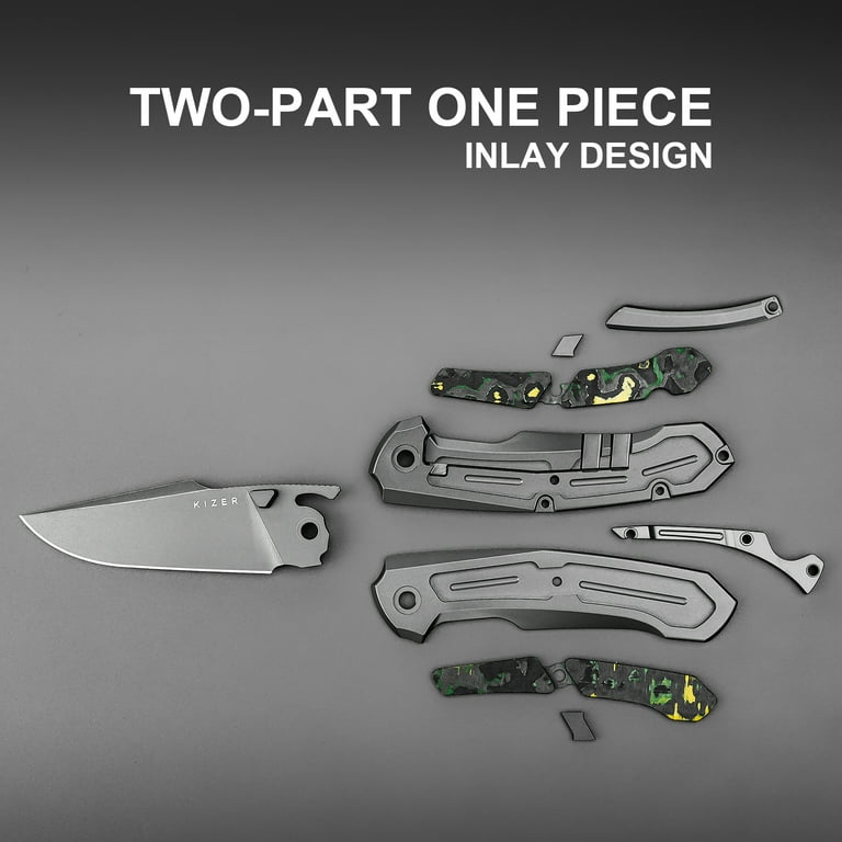 Kizer Pocket Folding Knife Feweed, S90V Steel Titanium+ Fat