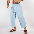 thumbnail image 2 of XIAOCHA Men's Wide-Leg Pants Loose Cotton Drawstring Trousers Breathable Casual Boho Wear PantsBU1XL, 2 of 5