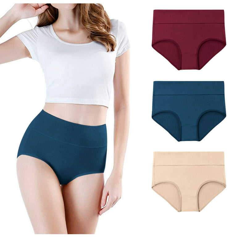 Women's High Waisted Cotton Underwear Stretch Briefs Soft Full Coverage  Panties Note Please Buy One Size Larger 