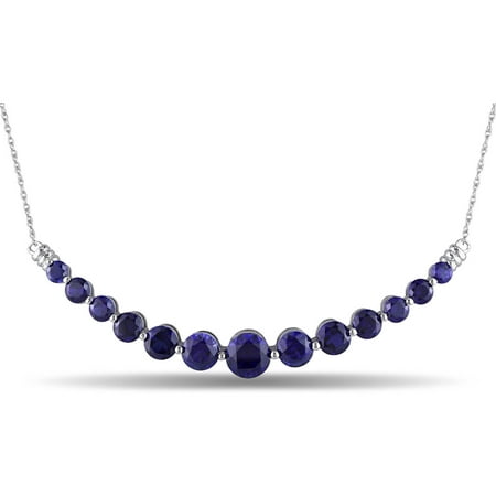 Tangelo 4-3/4 Carat T.G.W. Created Blue Sapphire 10kt White Gold Multi-Stone Link Necklace, 19