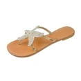 thumbnail image 1 of B91xZ Womens Flat Sandals Cross Strap Open Toe Summer Slide Sandals,White 9.5, 1 of 4