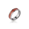 thumbnail image 1 of Genuine inlay pink wood wedding band ring titanium 6mm size 11.5, 1 of 2