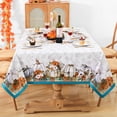 thumbnail image 3 of Fall Tablecloth, Pumpkin Maple Leaf Thanksgiving Table Cloth, Floral Tablecloths, Blue Orange Buffalo Plaid Waterproof Table Cover for Autumn Harvest Party Picnic Dinner, 60 in x 84 in, Rectangle, 3 of 6
