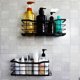 thumbnail image 1 of Estante de ducha con ganchos y estante, de acero inoxidable, resistente al óxido y al agua, sin taladros, para ducha interior y baño, color negro, 1 of 6