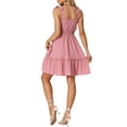 thumbnail image 3 of INSPIRE CHIC Women's Dress Smocked Waist Tie Strap Sleeveless A-Line Sundress XS Pink, 3 of 5
