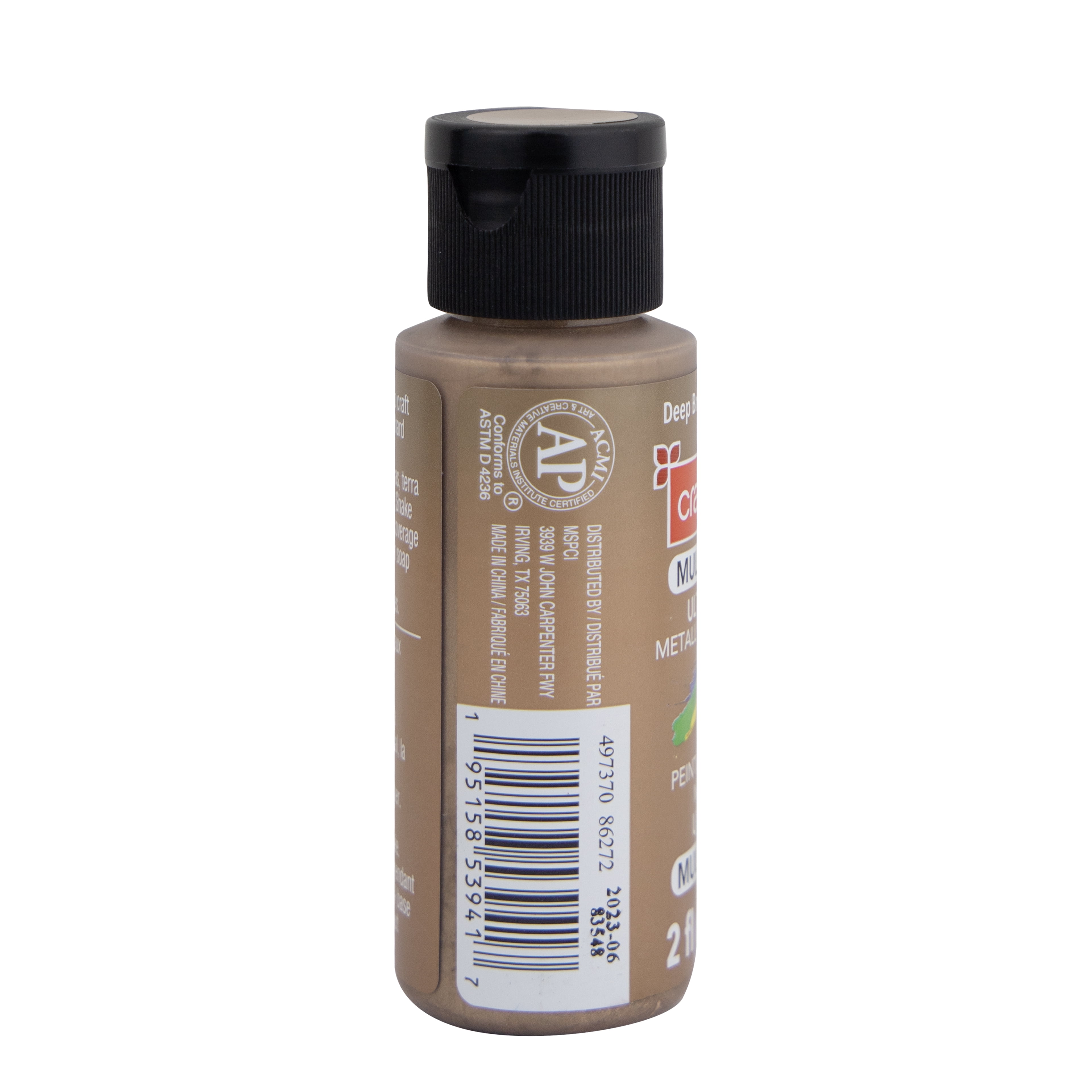 Craft Smart Deep Bronze Premium Ultra Bright Metallic Paint - Multi-Surface Shimmer Finish for Art, Crafts & Decor, 12 Pack