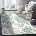 thumbnail image 5 of Area Rugs Indoor Non-Slip Rectangle Rug 5x7 Ft Summer Sage Green Coastal Ocean Sea Turtle Coral Seashell Rug Rubber Backing Floor Mats Non Shedding Home Decor Carpet for Entryway Living Room, 5 of 8