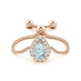 thumbnail image 2 of ANGARA Natural Pear-Shaped Aquamarine Halo Bolo Ring in 14K Rose Gold for Women (Size-6x4mm) | March Birthstone, Birthday, Anniversary, Jewelry Gift for Women | Natural Aquamarine Ring, 2 of 9