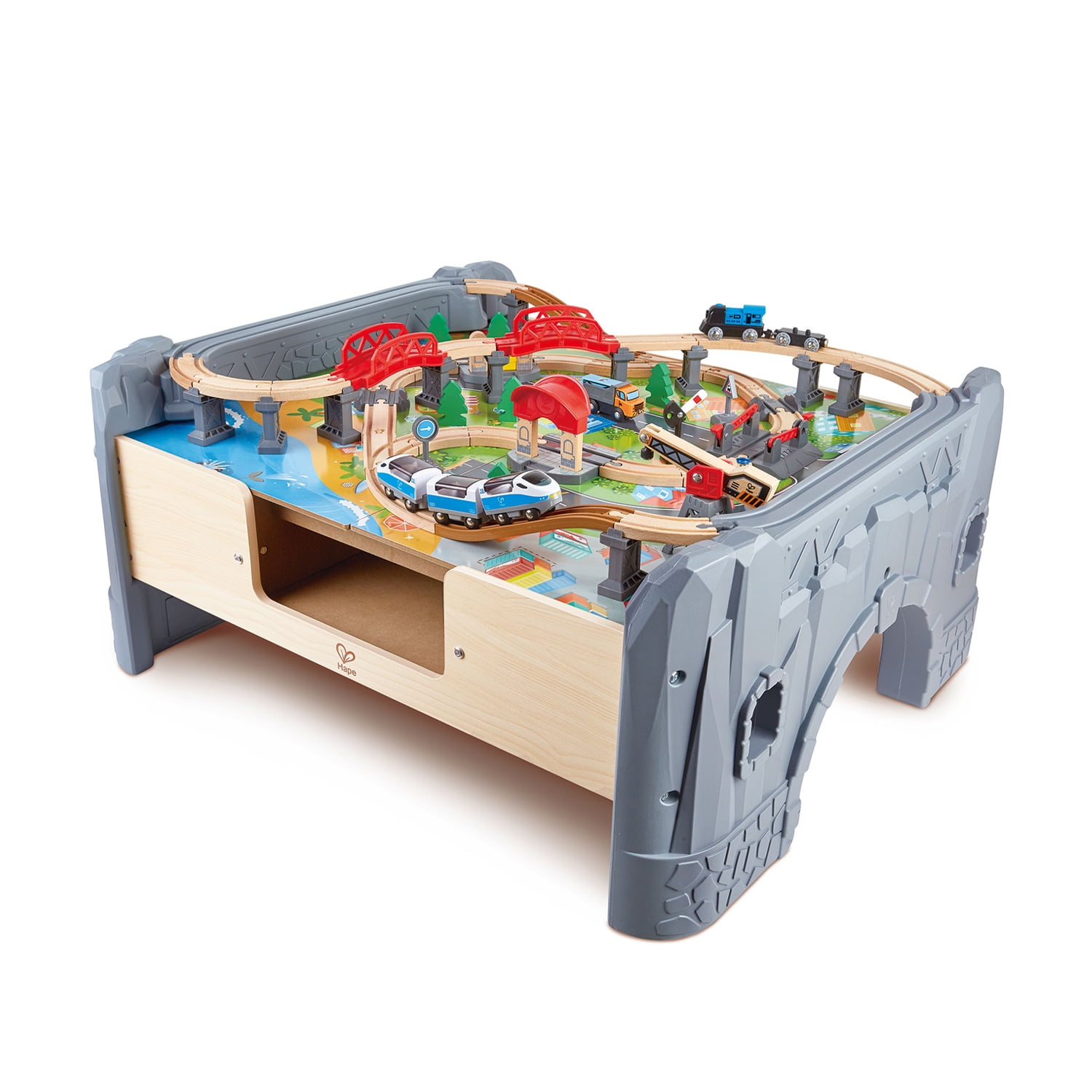 Hape 70 Piece Railway City Train Table and Set with Battery Powered