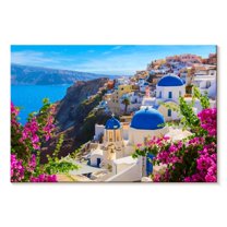 Elephant Stock Oia Outlook Wall Art - Horizontal Canvas Wall Art - Living Room Wall Decor - Beach Canvas - Blue And Gray Decor - 45" x 30"