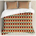 thumbnail image 3 of Retro Twin Size Duvet Cover Set, Vintage Background in Ethno Fashion Colors Abstract Rounded Continuous Shapes Print, Decorative 2 Piece Bedding Set with 1 Pillow Sham, Multicolor, by Ambesonne, 3 of 3