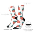 thumbnail image 4 of Daiia Strawberries Print Crew Socks – Soft Breathable Long Socks for Men & Women, Moisture-Wicking & Comfortable Daily Wear Socks, One-Size Fits Most (US 5-11), 4 of 6