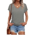 thumbnail image 6 of Aboser Workout Tops for Women Short Sleeve Quick Dry T Shirt Breathable Thin V Neck Shirts Gym Yoga Running Basic Tees Cozy Soft Athletic Top, 6 of 7
