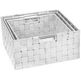thumbnail image 6 of Sorbus Storage Box Woven Basket Bin Container Tote Cube Organizer Set Stackable Storage Basket Woven Strap Shelf Organizer Built-In Carry Handles (White), 6 of 7