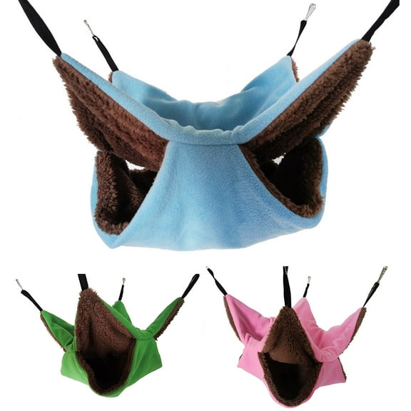 SPRING PARK Small Pet Cage Hammock, Double Layer Hamster Cage Accessories Bedding, Warm Hammock for Parrot Ferret Squirrel Hamster Rat Playing Sleeping