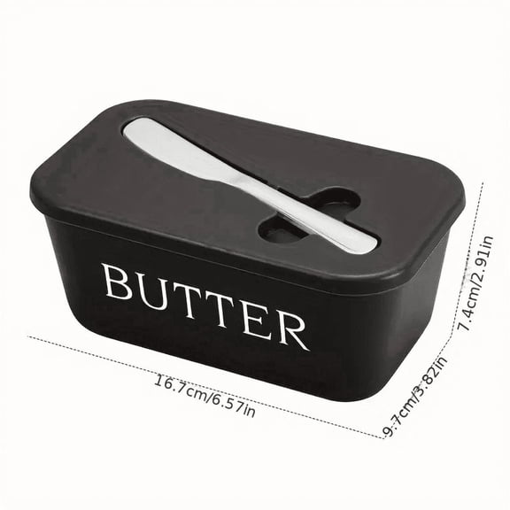BPA-Free Covered Butter Dish with Stainless Steel Spreader, Airtight Food Storage Container for Refrigerator, Countertop and Dining Table