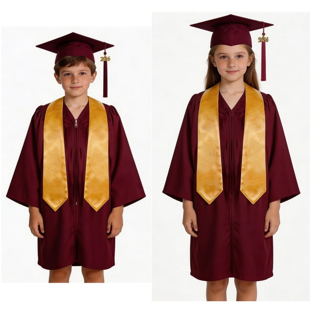 Toge et Mortier pour Enfant Diplômé, Toge et Mortier de Prématernelle, Toge et Mortier Rouges de Maternelle, Tenue de Célébration de Remise des Diplômes, 3-4 Ans
