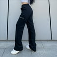 thumbnail image 4 of Pantalons Tendance pour Femmes Pantalons Crochet Tendance avec Poches et Fermeture Éclair Pantalons Droits Amples de Rue Mode, 4 of 6