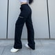 thumbnail image 4 of Pantalones de mujer de moda Pantalones de estilo crock de moda Pantalones con cremallera y bolsillo Pantalones rectos sueltos de calle moda, 4 of 6