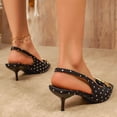 thumbnail image 3 of Vibrex Womens Casual Polka Dots Low Heel Shoes Slingback Pointed Toe Stiletto Pumps Slip-on High Heels Office Lady Sandals Party Prom Dress Shoes, 3 of 9