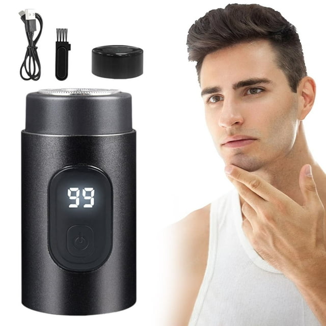 Économies Raser! Bradem Plus Récent Mini Rasoir Portable Mise à Niveau 2025 Mini Rasoir Format de Poche pour Hommes Rasoir Rechargeable Usb Tondeuse à Barbe, 1 Rasoir, 1 Câble de Données, 1 Brosse de Données