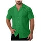 thumbnail image 1 of Mens Casual de Manga Corta Botón Abajo Camisas Cuello Turndown Color Sólido Botón Blusa, Suelto Ajuste Poliéster Camisa de Verano, Lavado de Manos Casual, 1 of 7