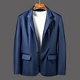 thumbnail image 2 of YLSDY Mens Casual Leather Blazer for Men - 2-Button Closure Coat Style Regular Fit Lambskin Leather Jacket Men Blue XL, 2 of 9