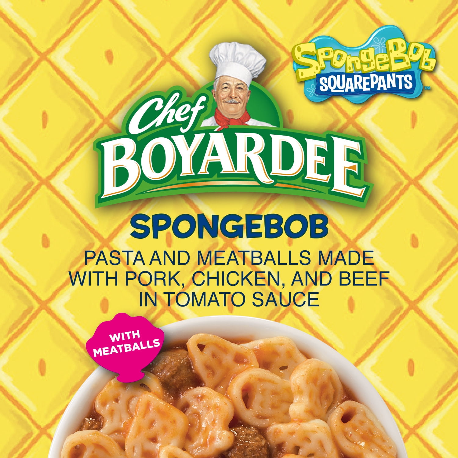 Chef Boyardee SpongeBob Pasta and Meatballs Made with Pork, Chicken, and Beef in Tomato Sauce, 7.5 Ounce