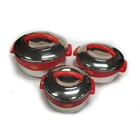 Emerilware Steel Casserole (Milton Regent Hot Pot 3 piece Insulated Casserole Gift Set Keep Warm/Cold Up, Full Stainless Steel)