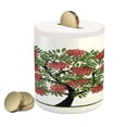 thumbnail image 1 of Rowan Piggy Bank, Rowan Tree Full of Fruits Fresh Organic Ecology Themed Art, Ceramic Coin Bank Money Box for Cash Saving, 3.6" X 3.2", Olive Green Dark Coral, by Ambesonne, 1 of 4