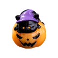 thumbnail image 2 of olkpmnmk Resin Black Cat On Pumpkin Figurine with Purple Witch Hat, Mini Halloween Figurines for Dollhouse Halloween Village Accessories, Halloween Fairy Garden for Home Mantel Party Decor, 2 of 4