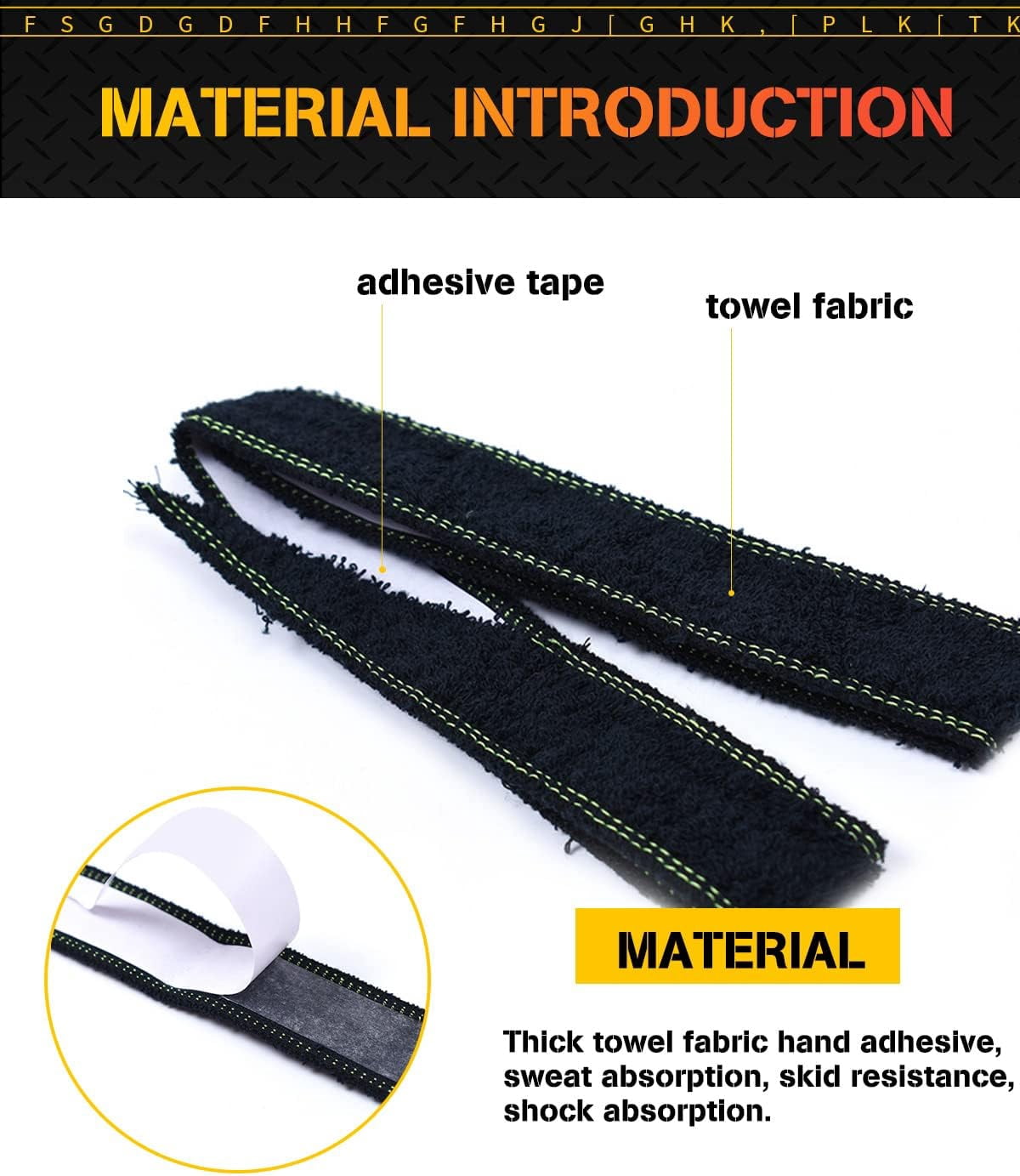 Toweling Racket Overgrip, Super Absorbent Cotton Towel, Skid Resist Absorb Sweat Grip Tape, Handles Protection for Tennis Badminton Racquetball Squash Baseball