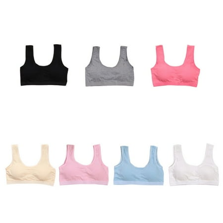 

7 Pack GIRL Bras for Girls Training Cotton Bras Wireless Light Padded Sports Bra Underwear