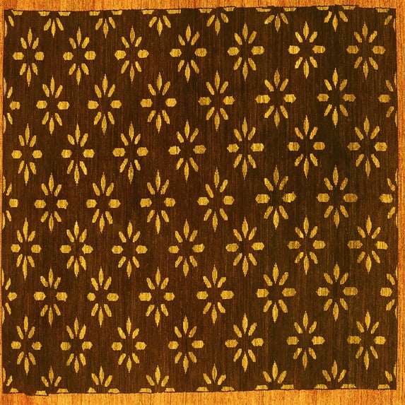 Ahgly Company Indoor Square Abstract Yellow Contemporary Area Rugs, 5' Square