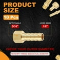 thumbnail image 2 of 10pcs 5/16" To 1/8" NPT Female Brass Hose Barb Fitting Metals Splicer Mender for 3D Printing, Air Compressor, CNC Machine, Dies, 2 of 6