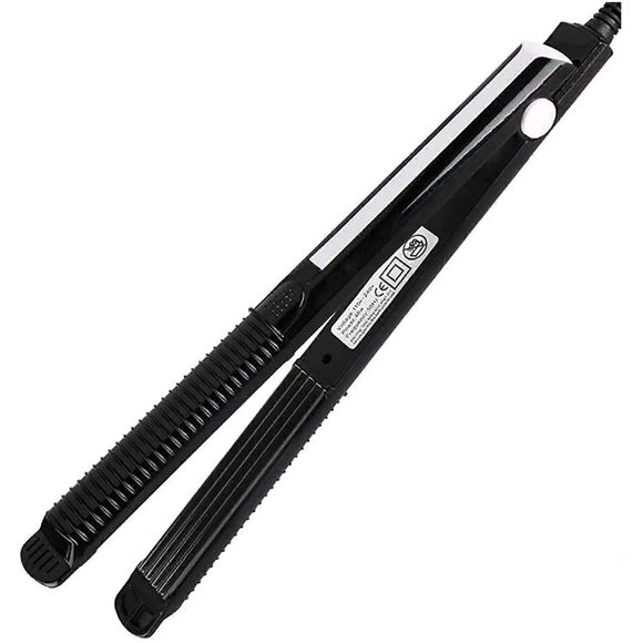 Plancha y rizador de pelo con temperatura ajustable, placas de cerámica y mango ergonómico.