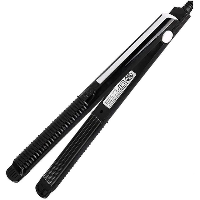 Plancha y rizador de pelo con temperatura ajustable, placas de cerámica y mango ergonómico.
