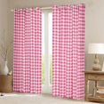 thumbnail image 2 of Homewish Geometric Plaid Black Out Curtains,Modern Minimalist Checkerboard Curtains Pack of 2 (42x63 Each),Pink White Bedroom Curtains For Teens,Ultra Soft Home Decor, 2 of 6