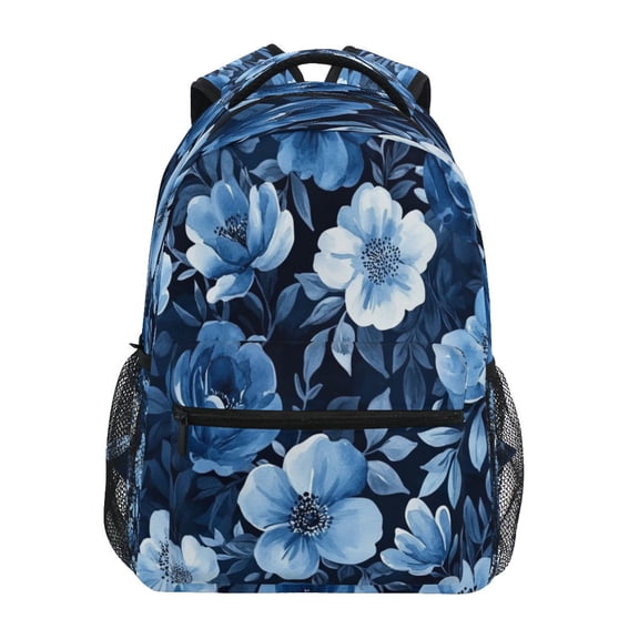 Backpack 16x11.4x6.9 Inches Fashion Backpack Shopping Travel Outing Backpack Vibrant Blue Flowers