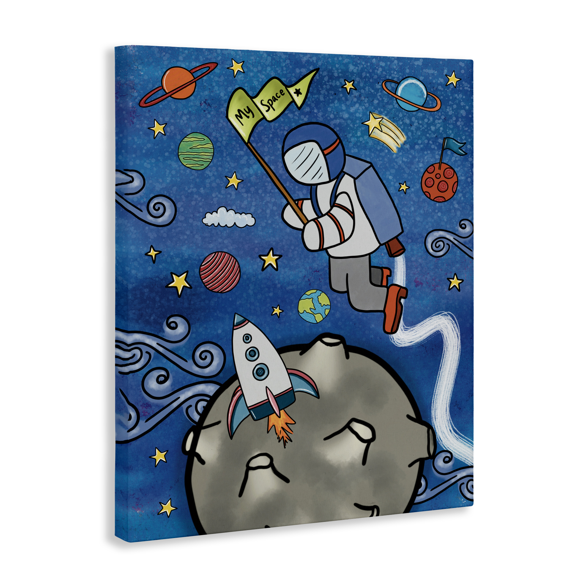 Astronaut Space Adventure Canvas Wall Art, design by Jennifer Stith