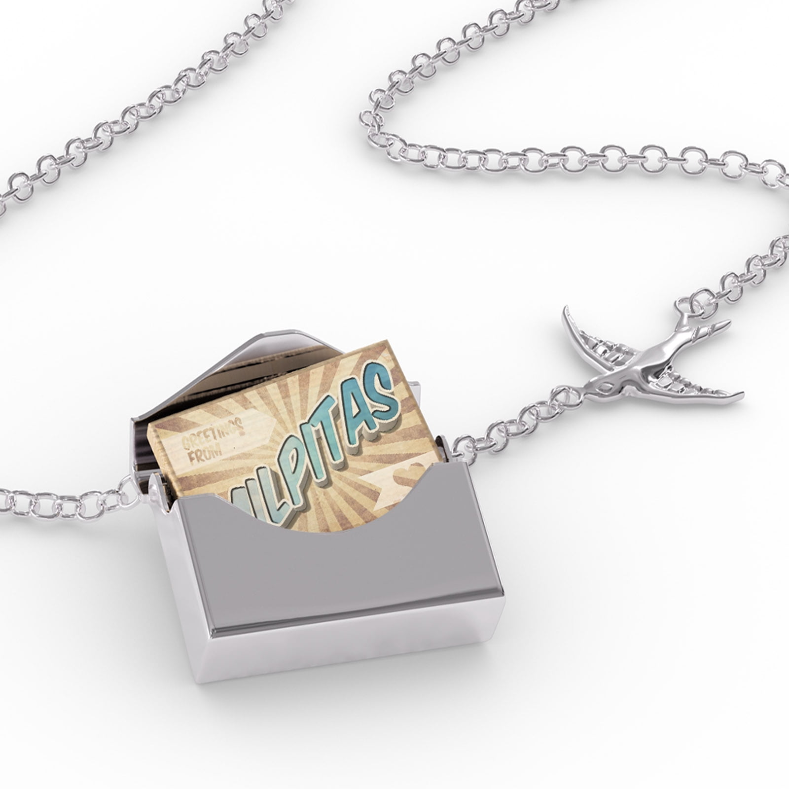 Locket Necklace Greetings from Milpitas, Vintage Postcard in a silver  Envelope Neonblond - Walmart.com