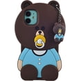 thumbnail image 2 of Cartoon Case for iPhone 11 6.1",3D Cute Soft Silicone Rubber Protective Gel Back Cover for Kids Girls (Bear-2, iPhone 11 6.1"), 2 of 3