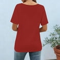 thumbnail image 7 of HomeDM Short Sleeve Shirts for Women Solid Color Crew Neck Casual Summer Loose Fit Tops, Wine, 7 of 7