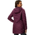 thumbnail image 3 of Women Puffer Jacket Hooded Warm Lightweight Packable Quilted Puffer Coat Outwear (Wine, X-Large), 3 of 8